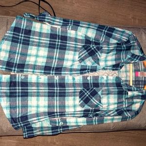 Flannel, lace back shirt